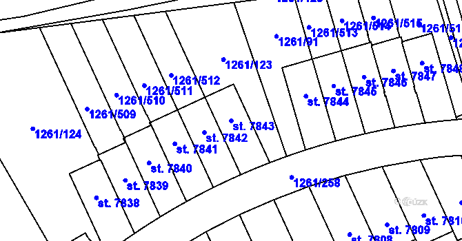 Parcela st. 7843 v KÚ Beroun, Katastrální mapa