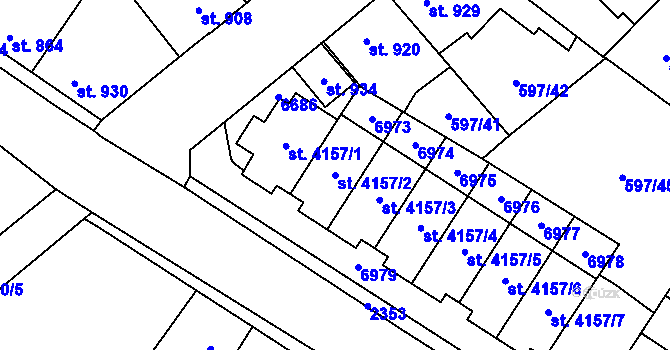 Parcela st. 4157/2 v KÚ Beroun, Katastrální mapa