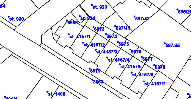 Parcela st. 4157/3 v KÚ Beroun, Katastrální mapa