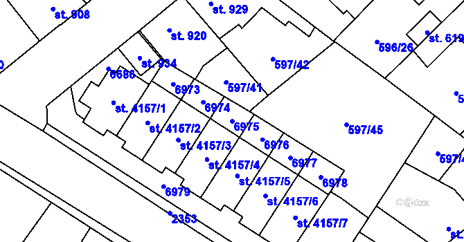Parcela st. 6975 v KÚ Beroun, Katastrální mapa