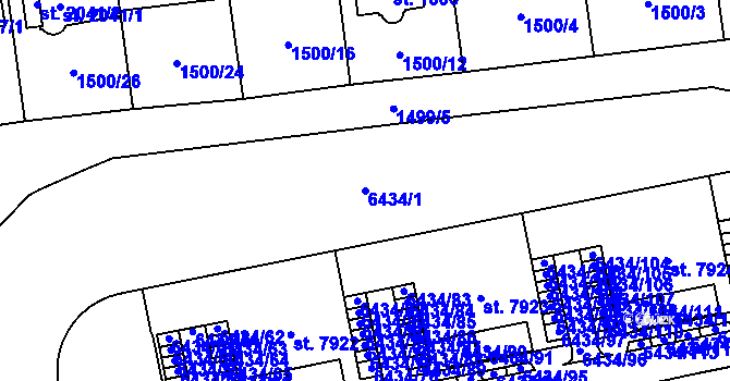 Parcela st. 6434/1 v KÚ Beroun, Katastrální mapa