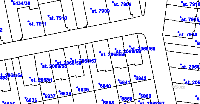 Parcela st. 2068/58 v KÚ Beroun, Katastrální mapa