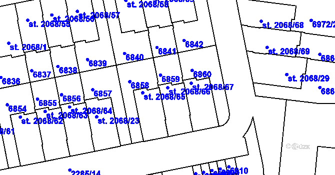 Parcela st. 2068/66 v KÚ Beroun, Katastrální mapa