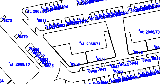 Parcela st. 2068/71 v KÚ Beroun, Katastrální mapa
