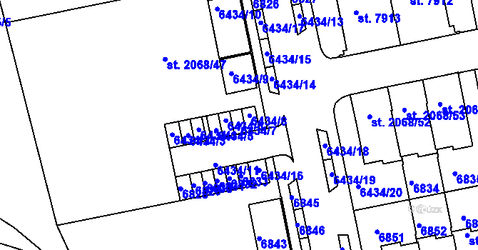 Parcela st. 6434/7 v KÚ Beroun, Katastrální mapa