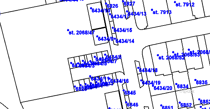 Parcela st. 6434/8 v KÚ Beroun, Katastrální mapa