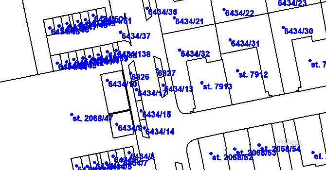 Parcela st. 6434/13 v KÚ Beroun, Katastrální mapa