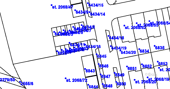 Parcela st. 6434/16 v KÚ Beroun, Katastrální mapa