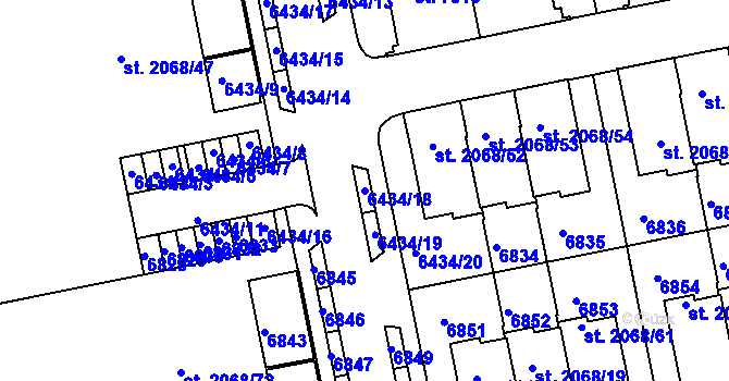 Parcela st. 6434/18 v KÚ Beroun, Katastrální mapa