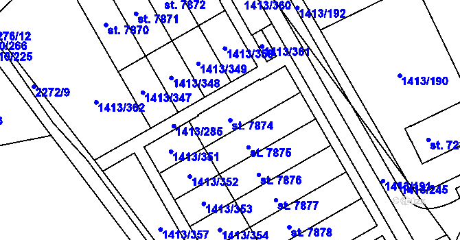 Parcela st. 7874 v KÚ Beroun, Katastrální mapa