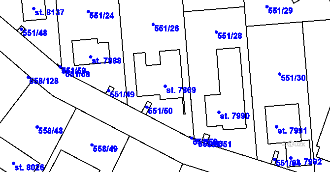 Parcela st. 7869 v KÚ Beroun, Katastrální mapa
