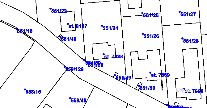 Parcela st. 7888 v KÚ Beroun, Katastrální mapa