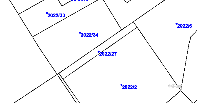Parcela st. 2022/27 v KÚ Beroun, Katastrální mapa