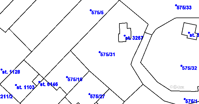 Parcela st. 575/31 v KÚ Beroun, Katastrální mapa