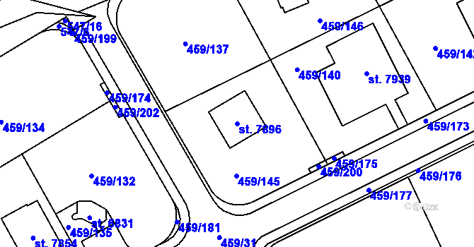 Parcela st. 7896 v KÚ Beroun, Katastrální mapa
