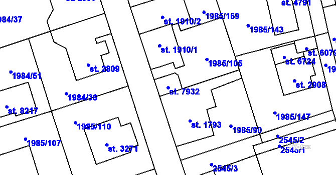 Parcela st. 7932 v KÚ Beroun, Katastrální mapa