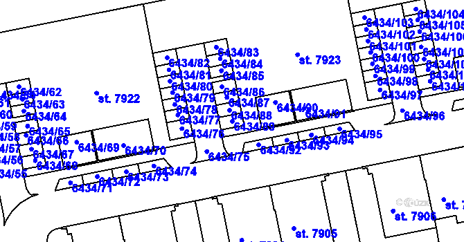 Parcela st. 6434/89 v KÚ Beroun, Katastrální mapa