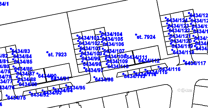 Parcela st. 6434/108 v KÚ Beroun, Katastrální mapa