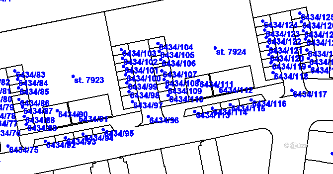 Parcela st. 6434/109 v KÚ Beroun, Katastrální mapa