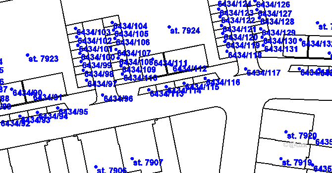 Parcela st. 6434/114 v KÚ Beroun, Katastrální mapa