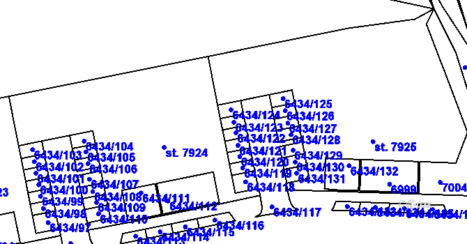 Parcela st. 6434/123 v KÚ Beroun, Katastrální mapa