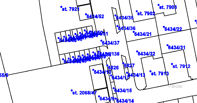 Parcela st. 6434/138 v KÚ Beroun, Katastrální mapa