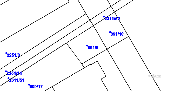 Parcela st. 891/8 v KÚ Beroun, Katastrální mapa