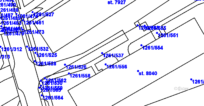 Parcela st. 1261/537 v KÚ Beroun, Katastrální mapa