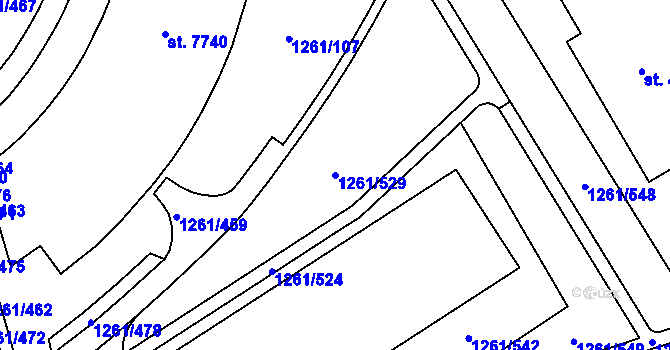 Parcela st. 1261/529 v KÚ Beroun, Katastrální mapa
