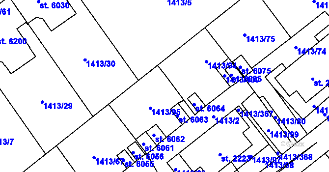 Parcela st. 1413/366 v KÚ Beroun, Katastrální mapa