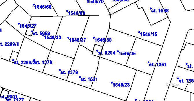Parcela st. 6204 v KÚ Beroun, Katastrální mapa