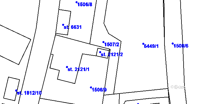 Parcela st. 2121/2 v KÚ Beroun, Katastrální mapa