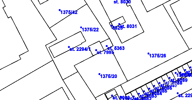 Parcela st. 7995 v KÚ Beroun, Katastrální mapa