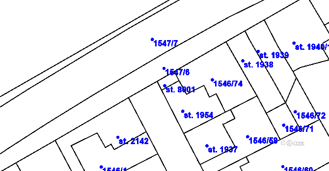 Parcela st. 8001 v KÚ Beroun, Katastrální mapa