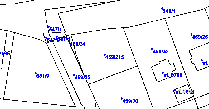 Parcela st. 459/215 v KÚ Beroun, Katastrální mapa