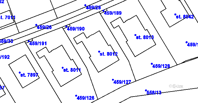Parcela st. 8012 v KÚ Beroun, Katastrální mapa