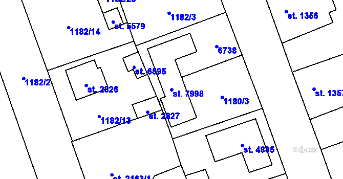 Parcela st. 7998 v KÚ Beroun, Katastrální mapa