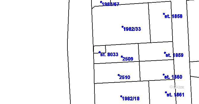 Parcela st. 8033 v KÚ Beroun, Katastrální mapa