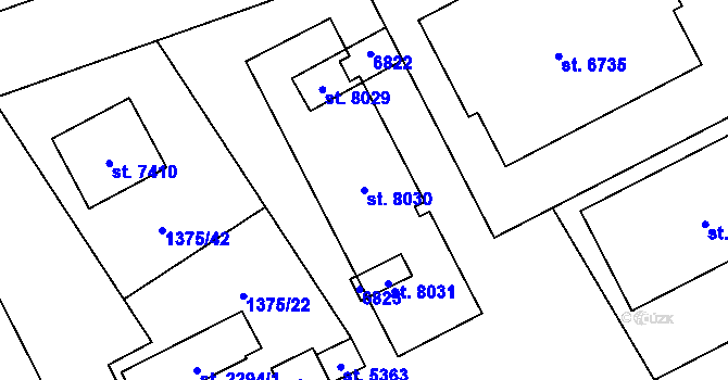 Parcela st. 8030 v KÚ Beroun, Katastrální mapa