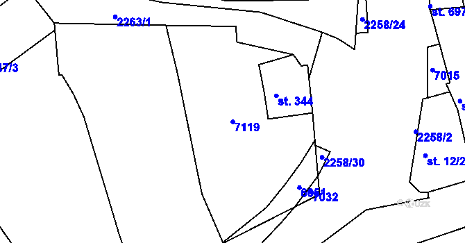 Parcela st. 7119 v KÚ Beroun, Katastrální mapa