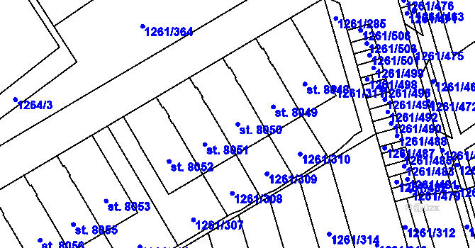 Parcela st. 8050 v KÚ Beroun, Katastrální mapa