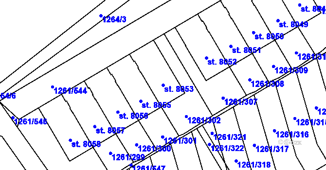 Parcela st. 8053 v KÚ Beroun, Katastrální mapa