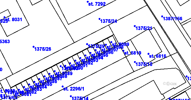 Parcela st. 8096 v KÚ Beroun, Katastrální mapa
