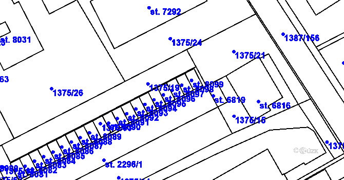 Parcela st. 8097 v KÚ Beroun, Katastrální mapa