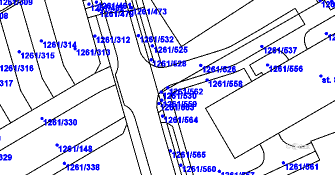 Parcela st. 1261/562 v KÚ Beroun, Katastrální mapa