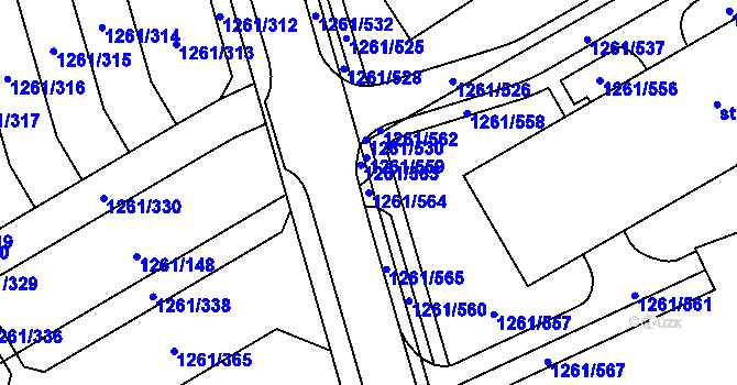 Parcela st. 1261/564 v KÚ Beroun, Katastrální mapa