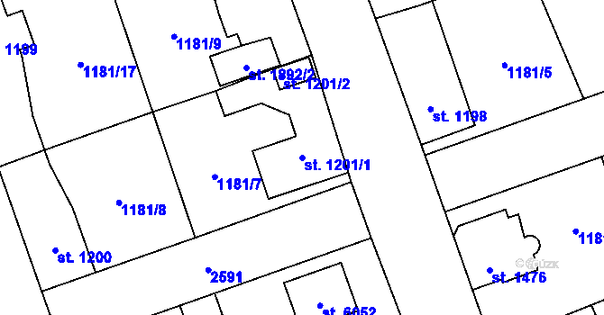 Parcela st. 1201/1 v KÚ Beroun, Katastrální mapa