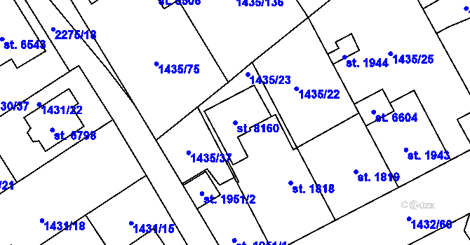 Parcela st. 8160 v KÚ Beroun, Katastrální mapa