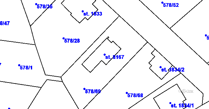 Parcela st. 8167 v KÚ Beroun, Katastrální mapa