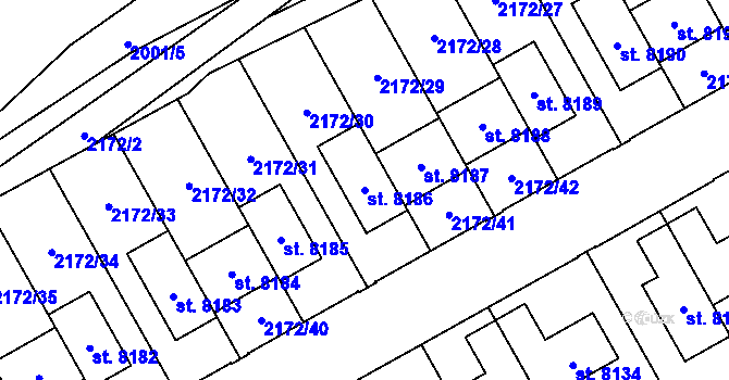 Parcela st. 8186 v KÚ Beroun, Katastrální mapa